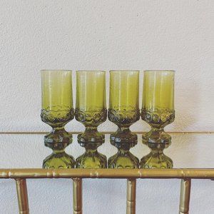 Set of four avocado green Tiffin water goblets